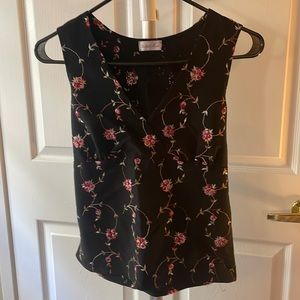 Vintage Charlotte Russe floral embroidered cross cross tie back top